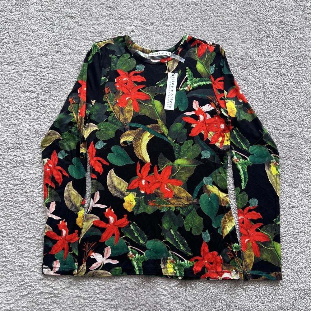 Alice + Olivia Delaina Floral Tropical Shirt Womens S Multicolor Floral